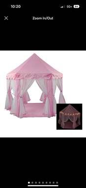 Minnark LED Princess Play Tent with 20 Star Lights and Carry Bag - Pink